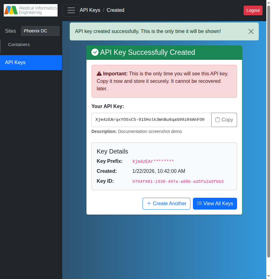 API Key Created Success